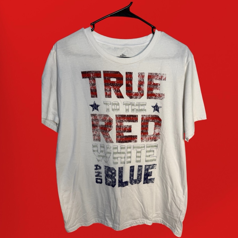 Celebrate! Patriotic Graphic Tee - White with Black Print size L